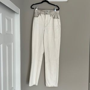 White and tan Abercrombie white jean pants